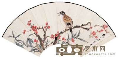 唐云 顾廷龙 花鸟 书法 扇片 20×56cm